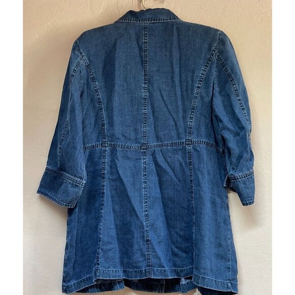Soft Surroundings Womens Button Front Chambray Tunic Top Jacket Petite Medium - Picture 2 of 10